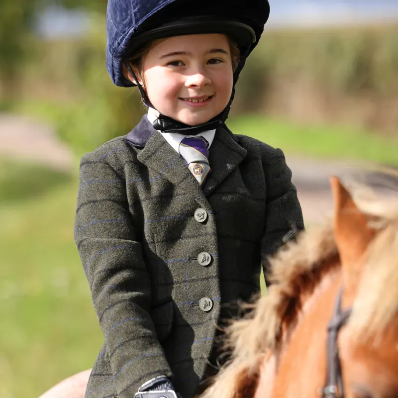 Shires Aubrion Kids Saratoga Show Jacket - Dark Green Check-1