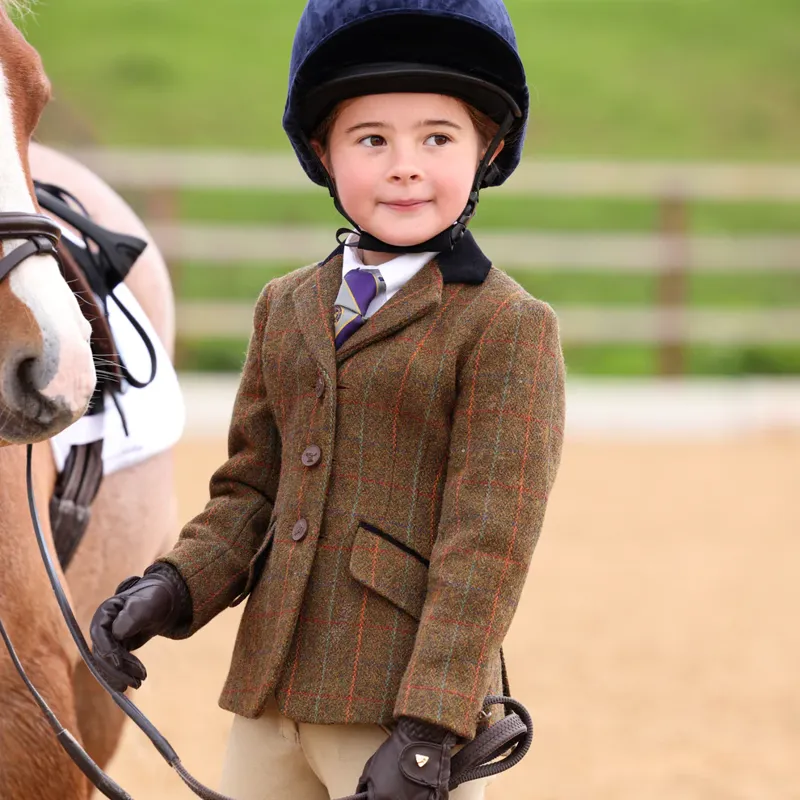 Shires Aubrion Kids Saratoga Show Jacket - Rust Check-1