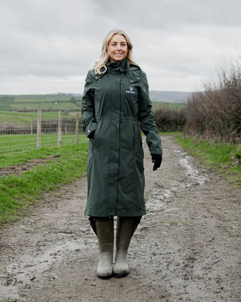 Equidry Aura Long Mac - Black Forest Green