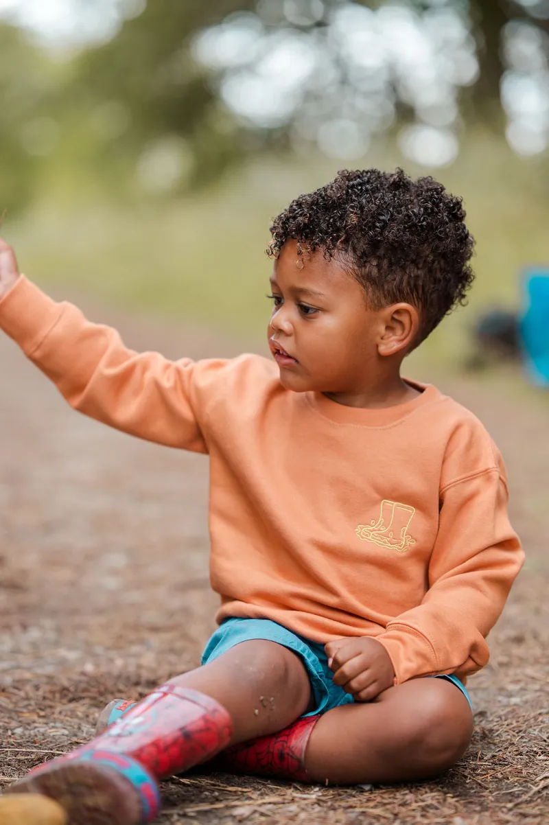 Sew Aneira Childs Embroidered Welly Sweatshirt - Orange-1