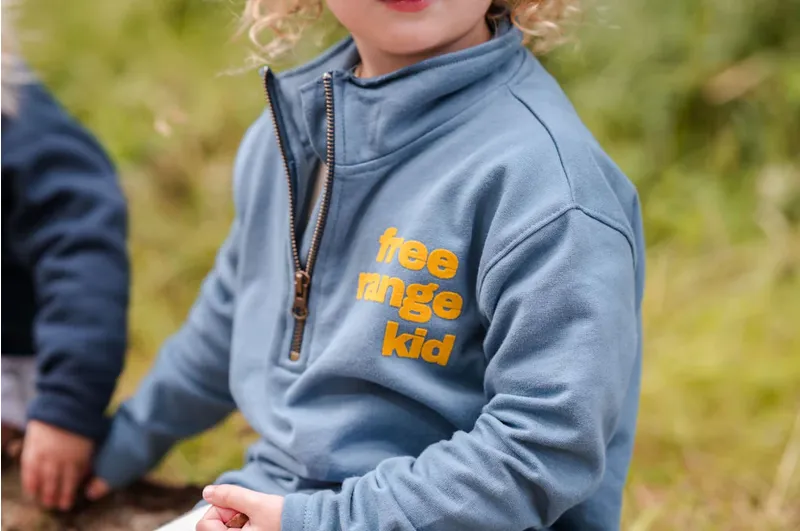 Sew Aneira Childs Organic Cotton Free Range Kid 1/4 Zip Sweatshirt - Blue-1
