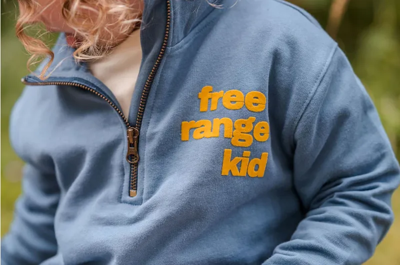 Sew Aneira Childs Organic Cotton Free Range Kid 1/4 Zip Sweatshirt - Blue-2