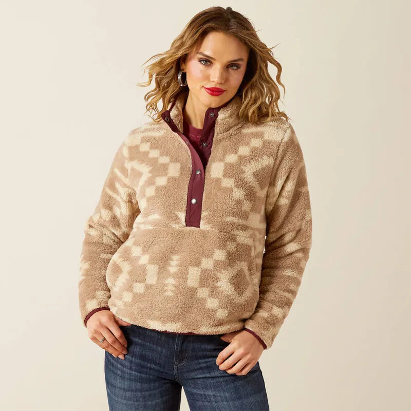 Ariat Ladies Berber Snap Front Sweatshirt - Lone Ridge Print