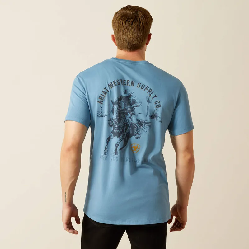 Ariat Gents Blazing Saddle T-Shirt - Coronet Blue-4