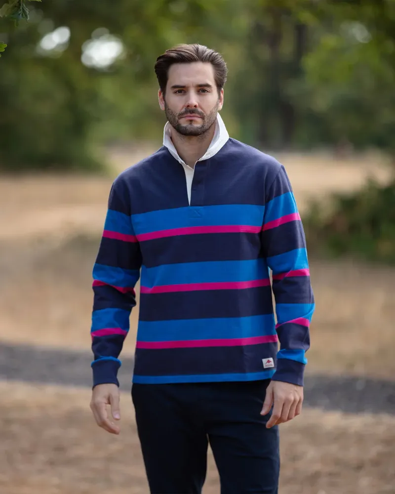 Bullwren Striped Rugby Navy/ Blue