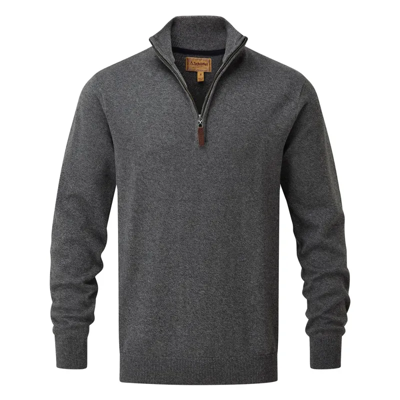Schoffel Cotton/Cashmere 1/4 Zip Jumper - Castle Grey