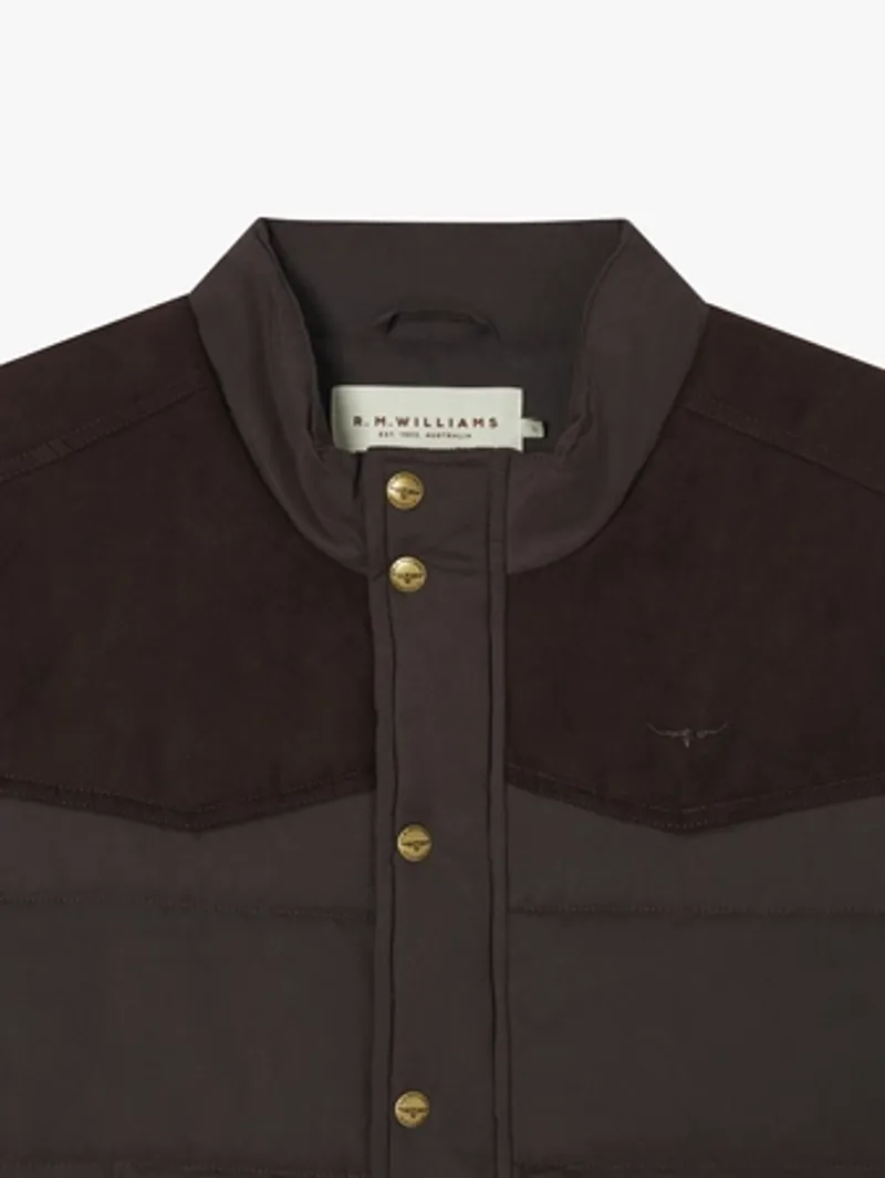 R.M.Williams Carnarvon Padded Vest Regular Fit - Chocolate-3