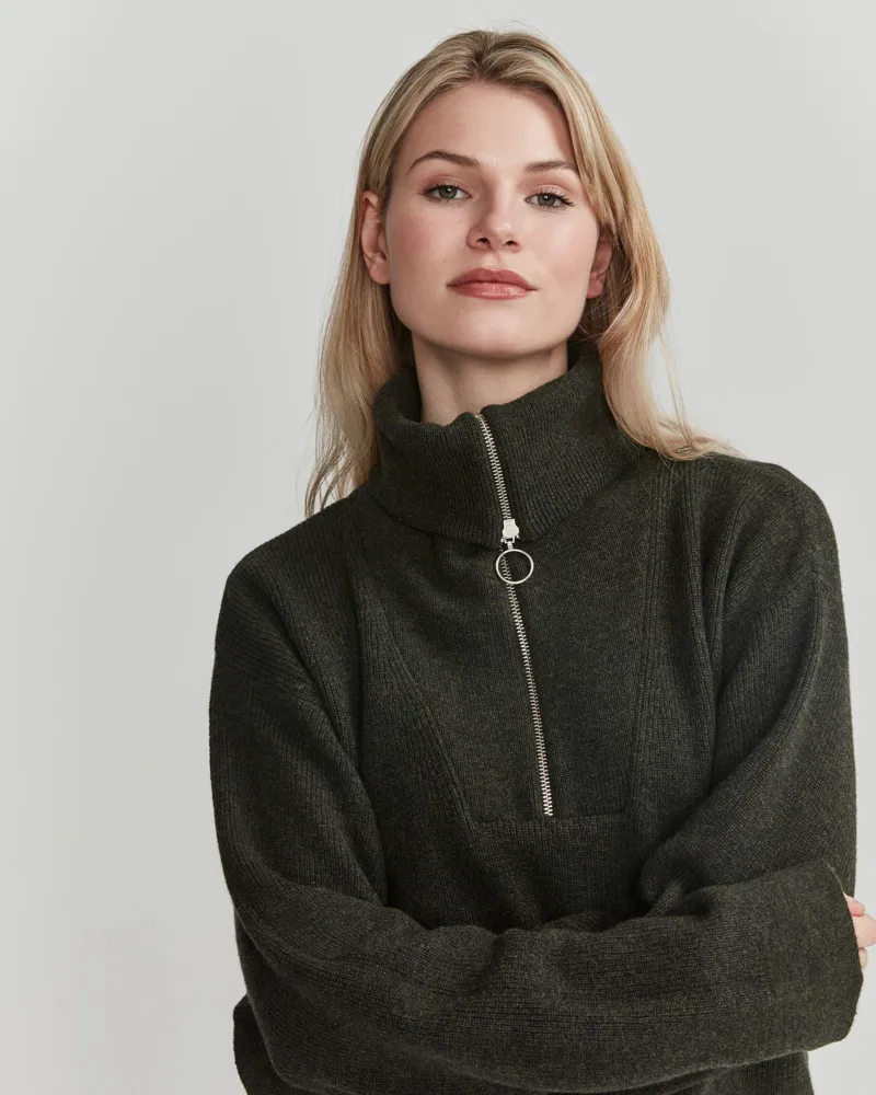 Holebrook Melody T-Neck Sweater - Bottle Green