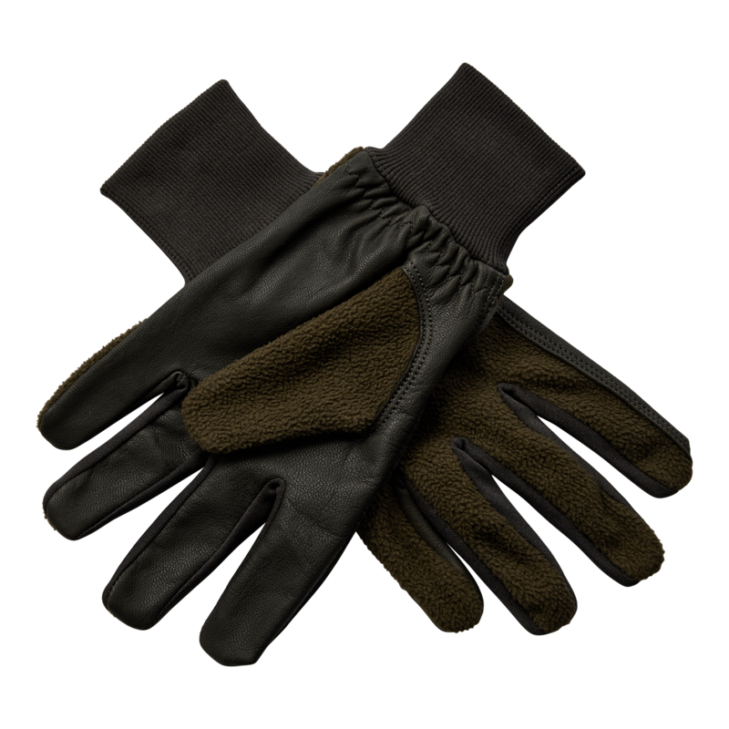 Deerhunter Fleece Gloves With Leather - Art Green-1