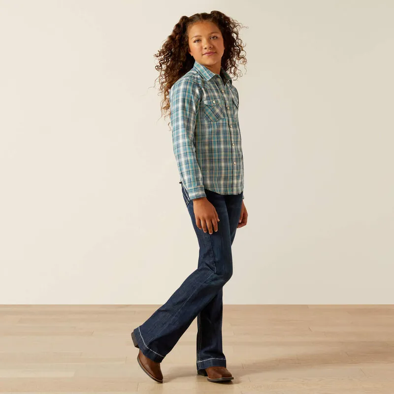 Ariat Youth Darla Shirt - Aquamarine Plaid-3