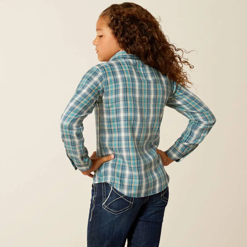 Ariat Youth Darla Shirt - Aquamarine Plaid-1