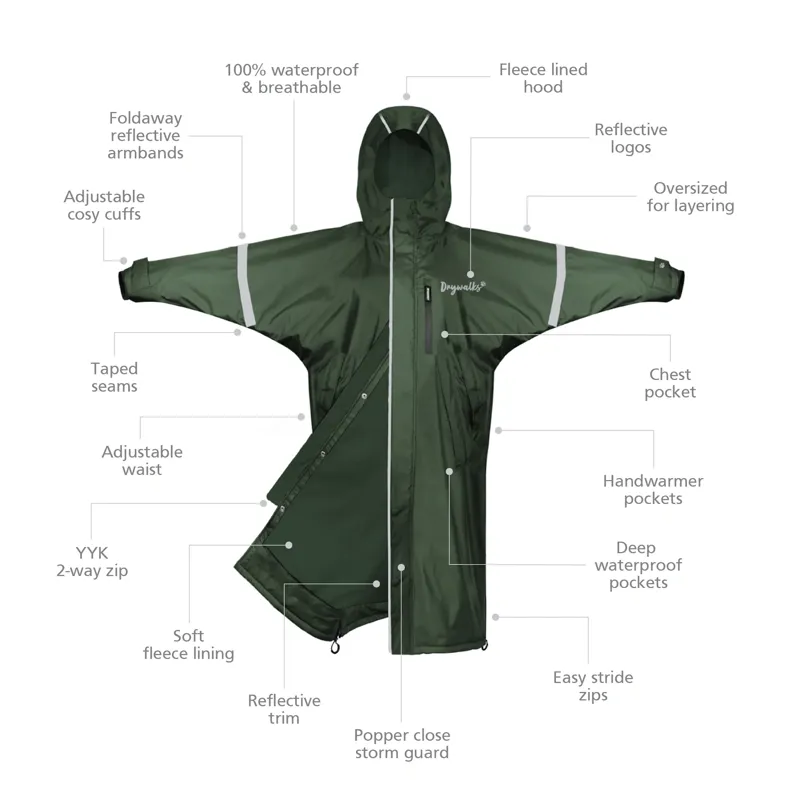 Drywalks Unisex Waterproof All Seasons Coat - Forest Green-2