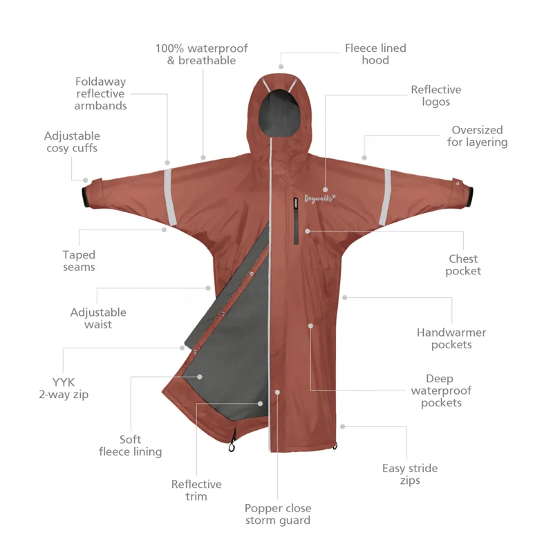 Drywalks Unisex Waterproof All Seasons Coat Chestnut/ Charcoal-2