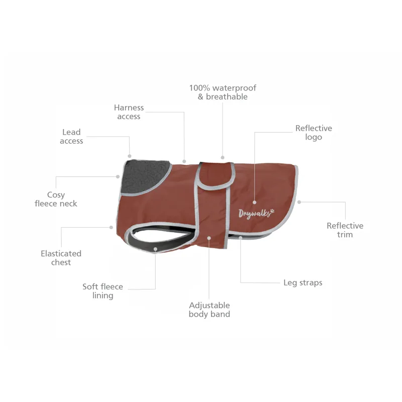 Drywalks Waterproof Dog Coat Chestnut/ Charcoal-2