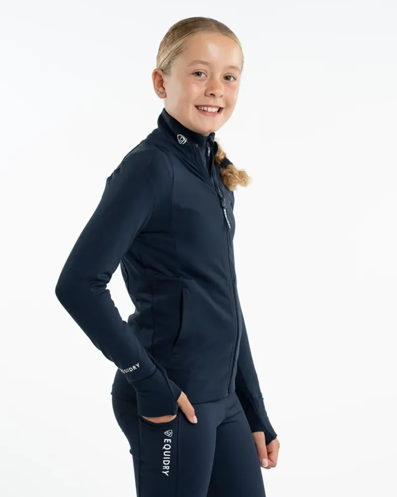 Equidry Children's Water Repellent Zip Up Top - Navy/ White