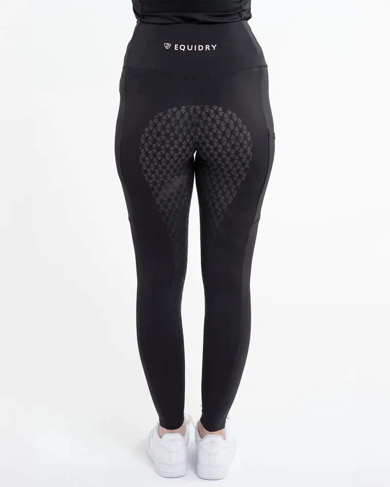 EQUIDRY Water Repellent Leggings Full Seat Black/ White-2