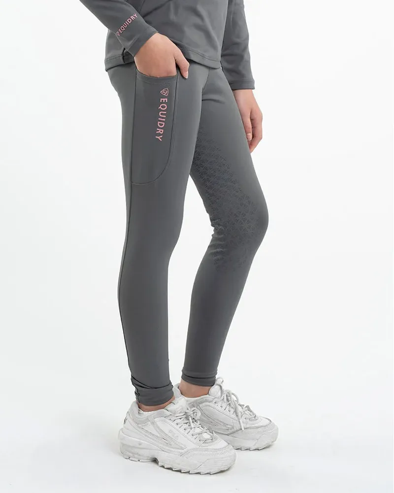 Equidry Children's Water Repellent Leggings - Grey/ Pale Pink-3
