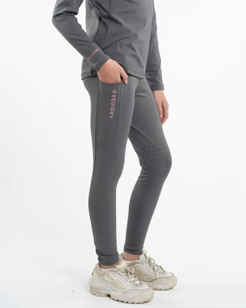 Equidry Children's Water Repellent Leggings - Grey/ Pale Pink