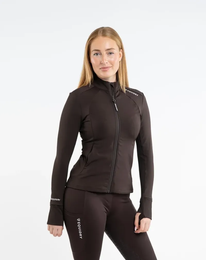 EQUIDRY Water Repellent Zip Up Top - Brown / White-2