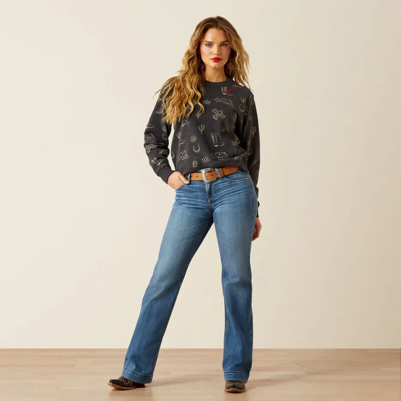 Ariat Ladies Essential Crew Sweatshirt - Black Heather-1
