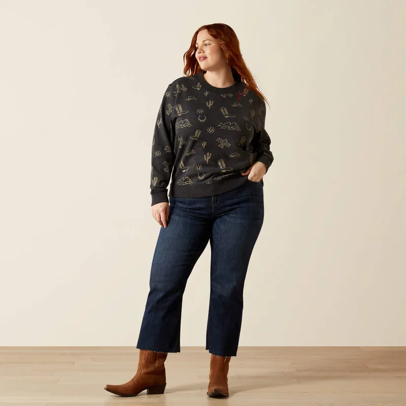 Ariat Ladies Essential Crew Sweatshirt - Black Heather-2