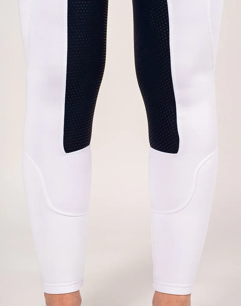 Horzehoods Lightweight Competition Leggings - White / Navy Seat-2