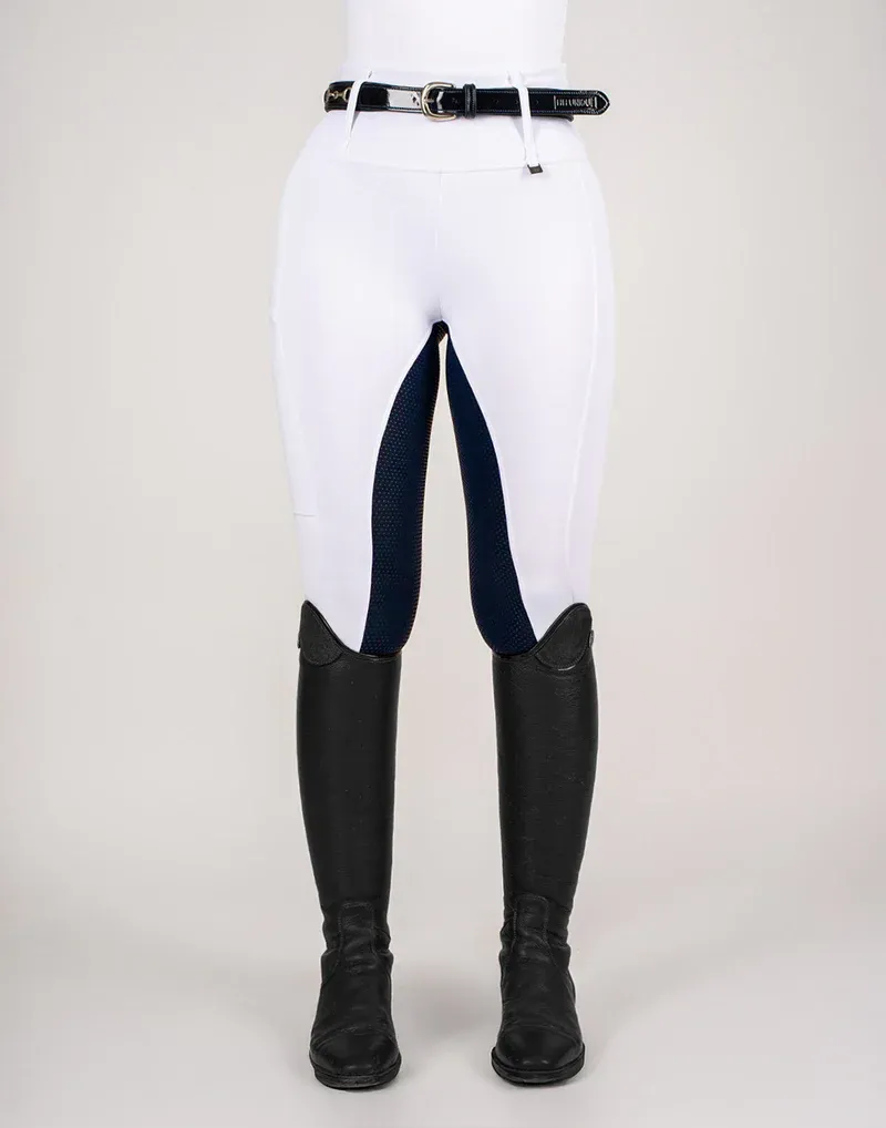 Horzehoods Lightweight Competition Leggings - White / Navy Seat-1