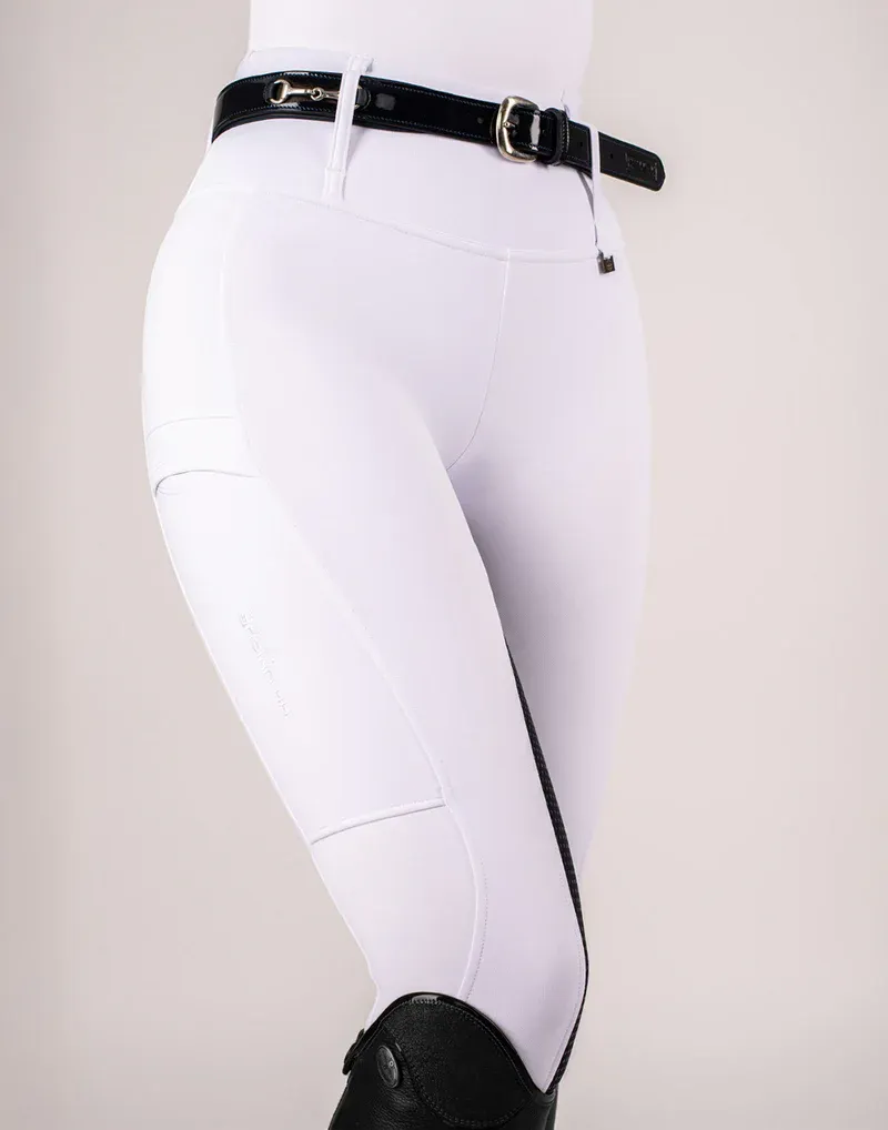 Horzehoods Lightweight Competition Leggings - White / Navy Seat-6