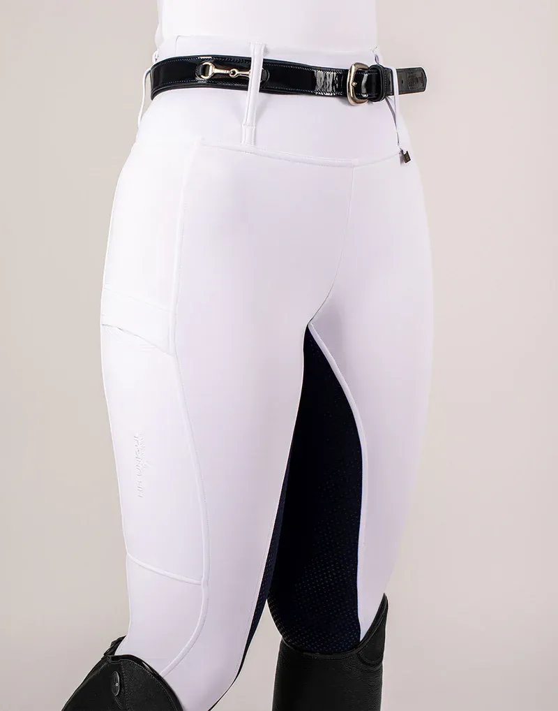 Horzehoods Lightweight Competition Leggings - White / Navy Seat-8