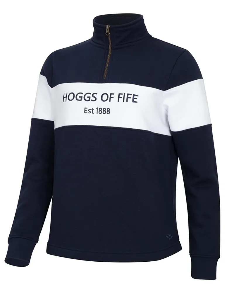 Hoggs of Fife Dumfries 1888 Ladies 1/4 Zip Sweatshirt - Navy/White