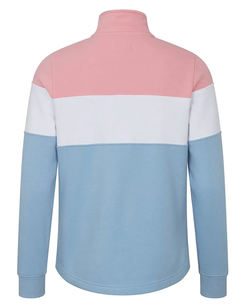 Hoggs of Fife Dumfries 1888 Ladies 1/4 Zip Sweatshirt - Pink/White/Blue-2