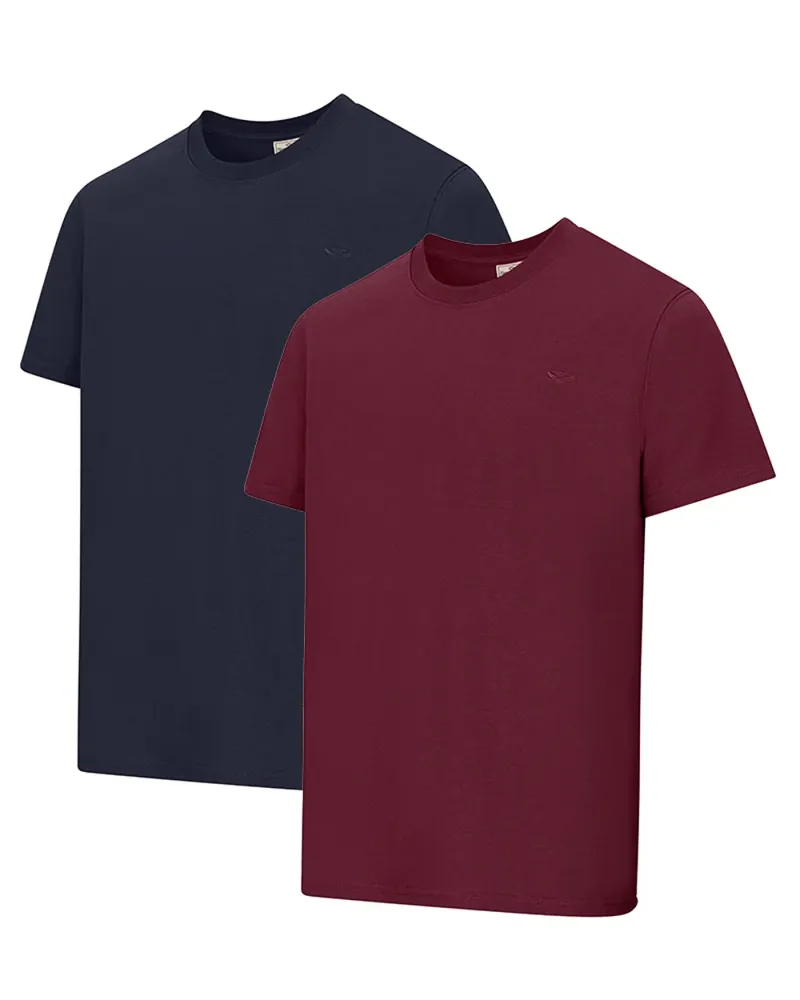 Hoggs of Fife Sandwood 2 Pack T-Shirts - Midnight/Merlot