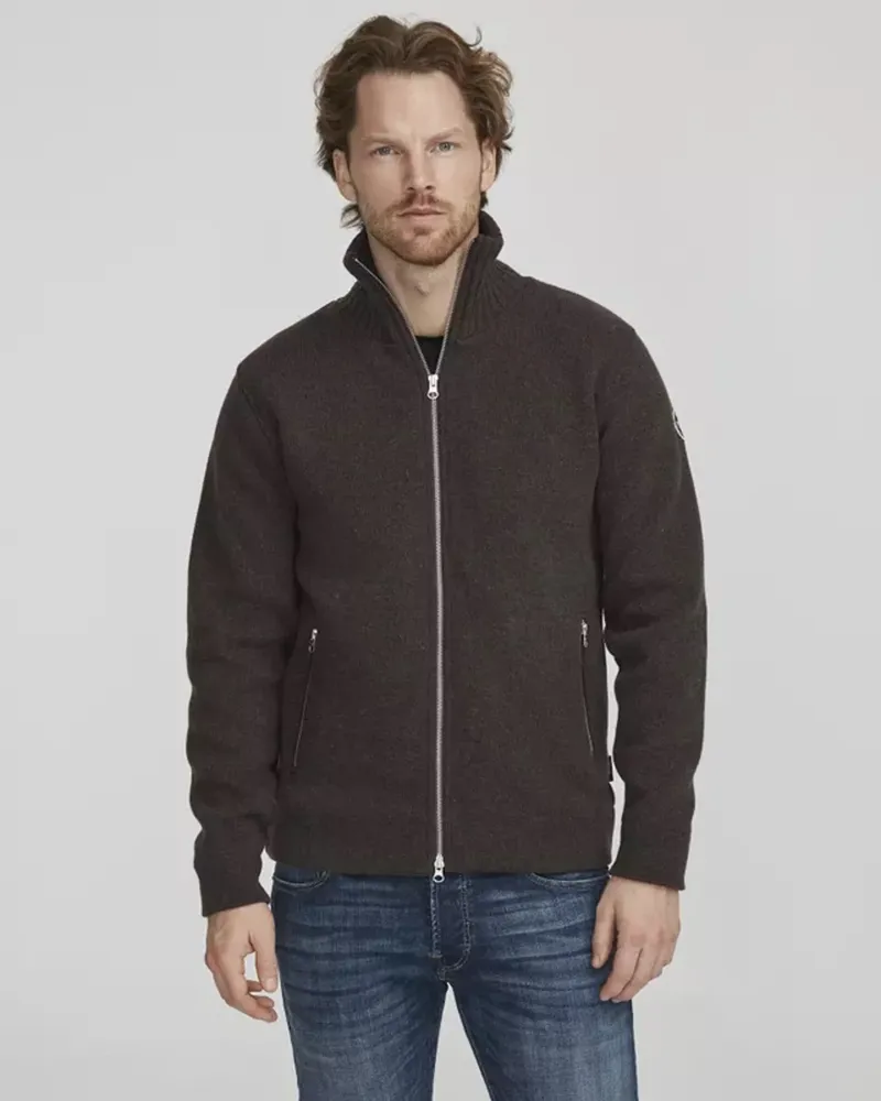 Holebrook Mans Windproof Zip Sweater - Brown Melange