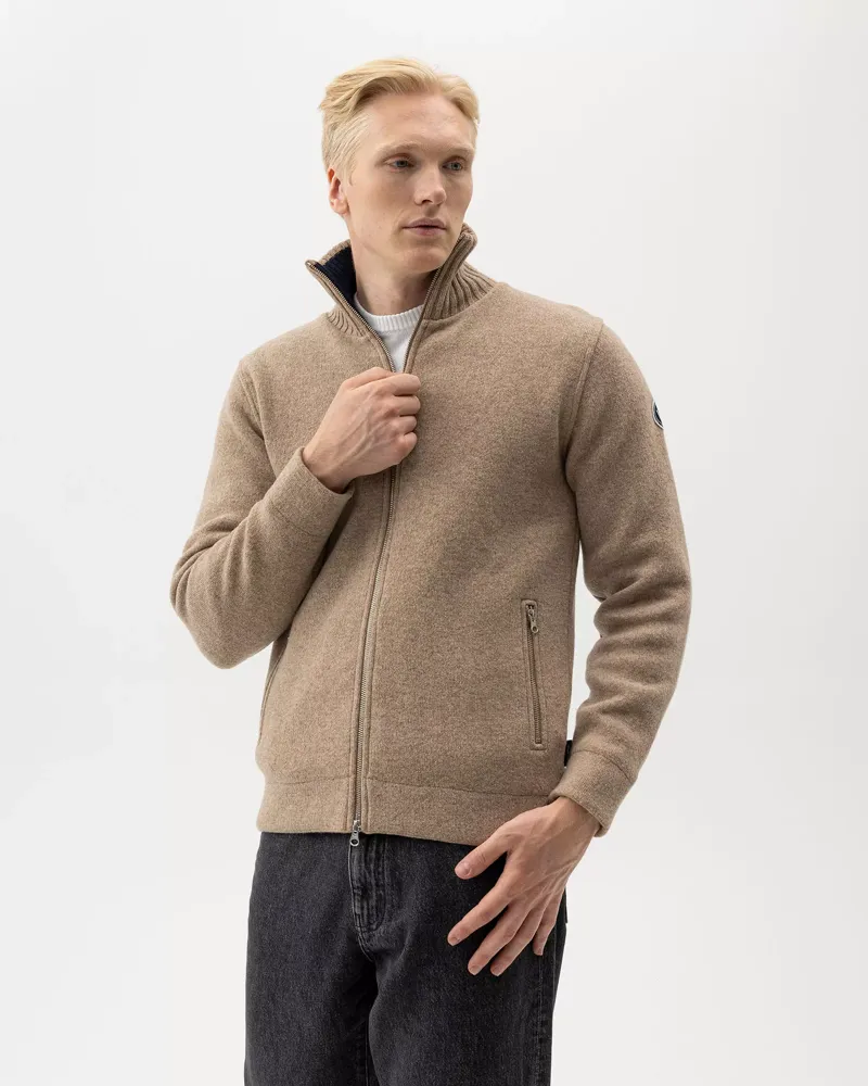 Holebrook Mans Fullzip Windproof Jumper - Khaki