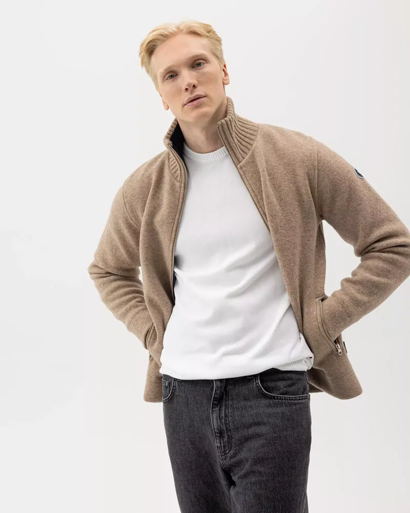 Holebrook Mans Fullzip Windproof Jumper - Khaki-2