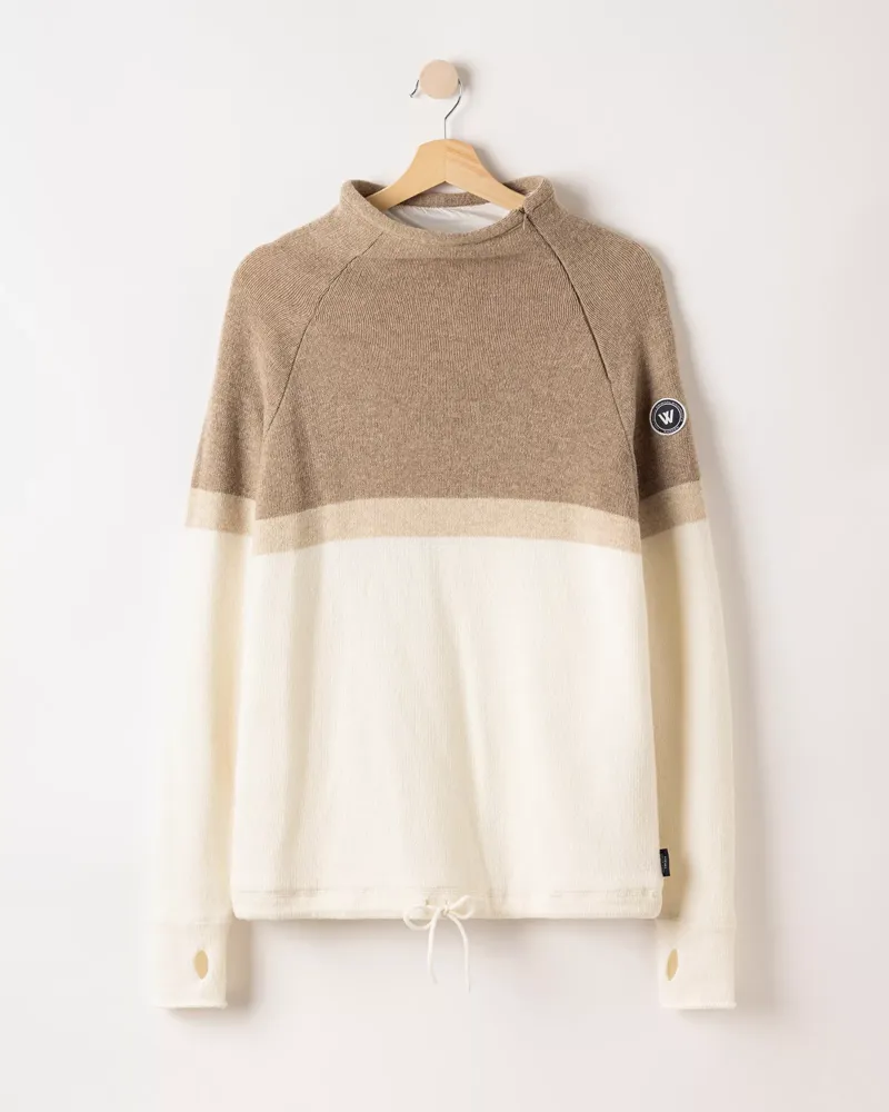 Holebrook Ladies Martina Windproof Jumper - Khaki/ Off White-2