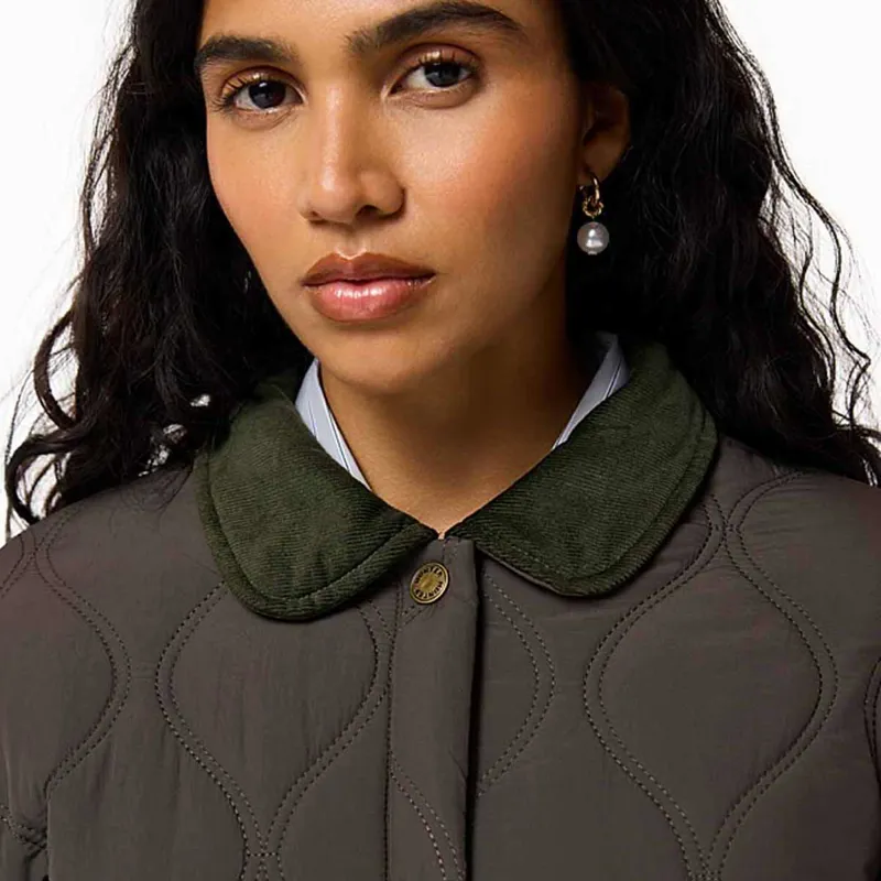 Hunter Womens Witton Quilted Shacket - Chocolate Brown-1