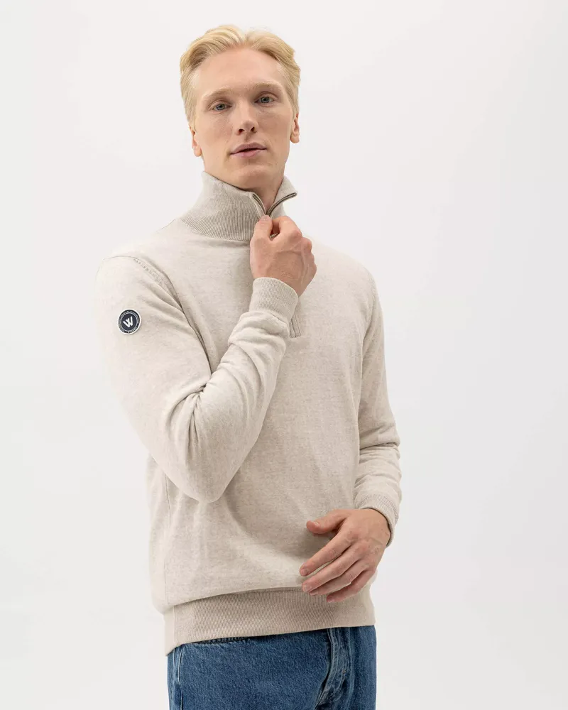 Holebrook Gents Jesper T-Neck Windproof Sweater - Sand Melange-2