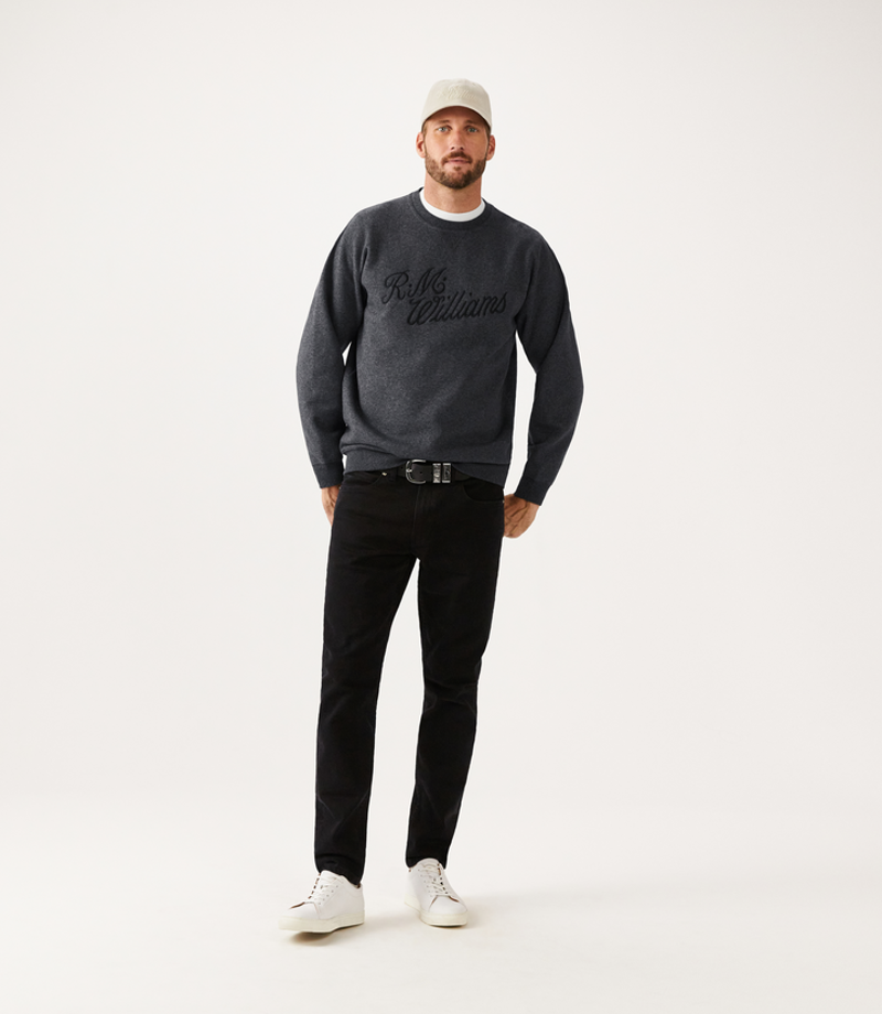 RMW Script Crew Neck Sweater - Charcoal-2