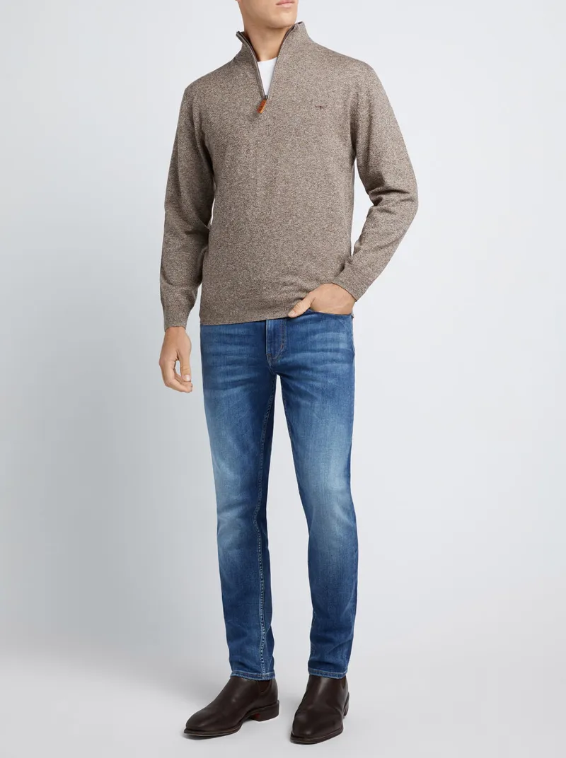 R.M.Williams Ernest 1/4 Zip Sweater - Espresso-3