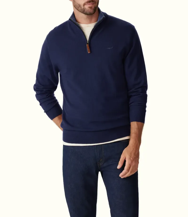 RMW Ernest 1/4 Zip Sweater - Navy