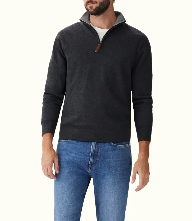R.M.Williams Ernest Gents 1/4 Zip Sweater - Charcoal