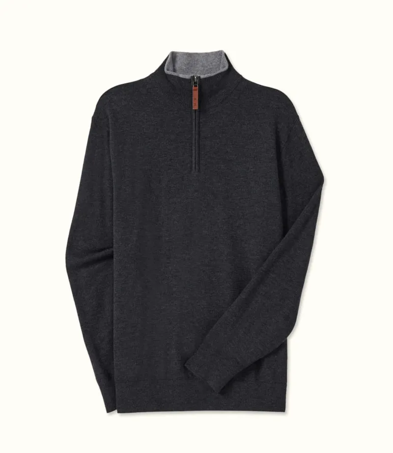 R.M.Williams Ernest Gents 1/4 Zip Sweater - Charcoal-1