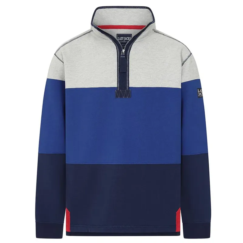 Lazy Jacks 1/4 Zip Striped Sweatshirt - Tri-Coloured