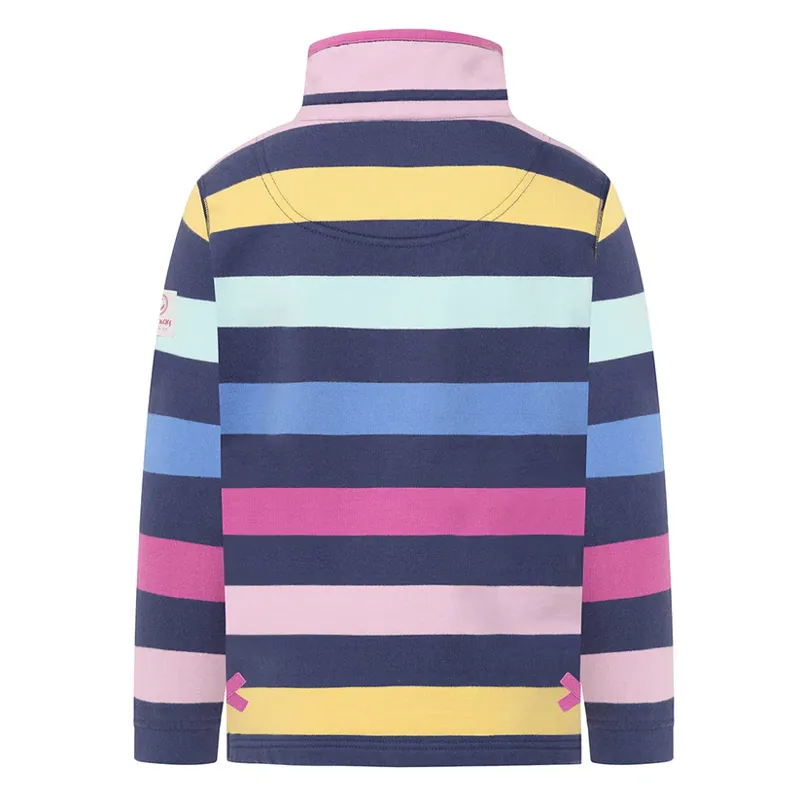 Lazy Jacks Girls 1/4 Zip Striped Sweatshirt - Twilight Multi-1