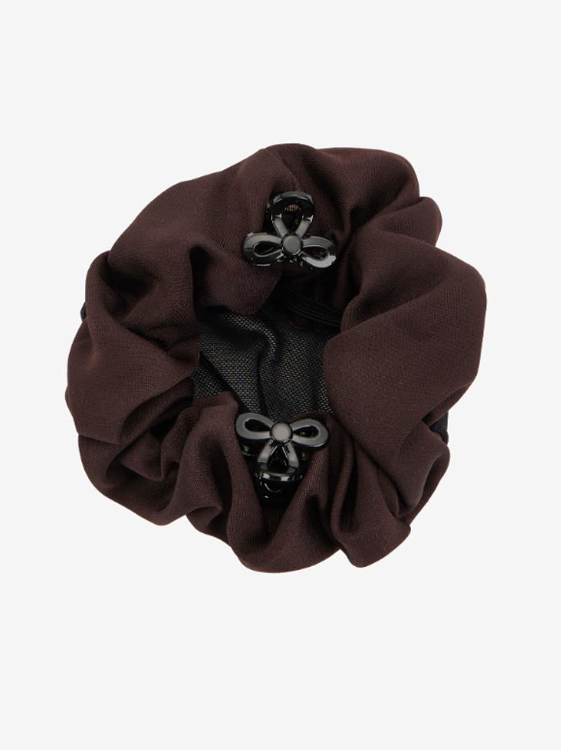 LeMieux Scrunchie With Crystal Hair Net Brown/ Black-1