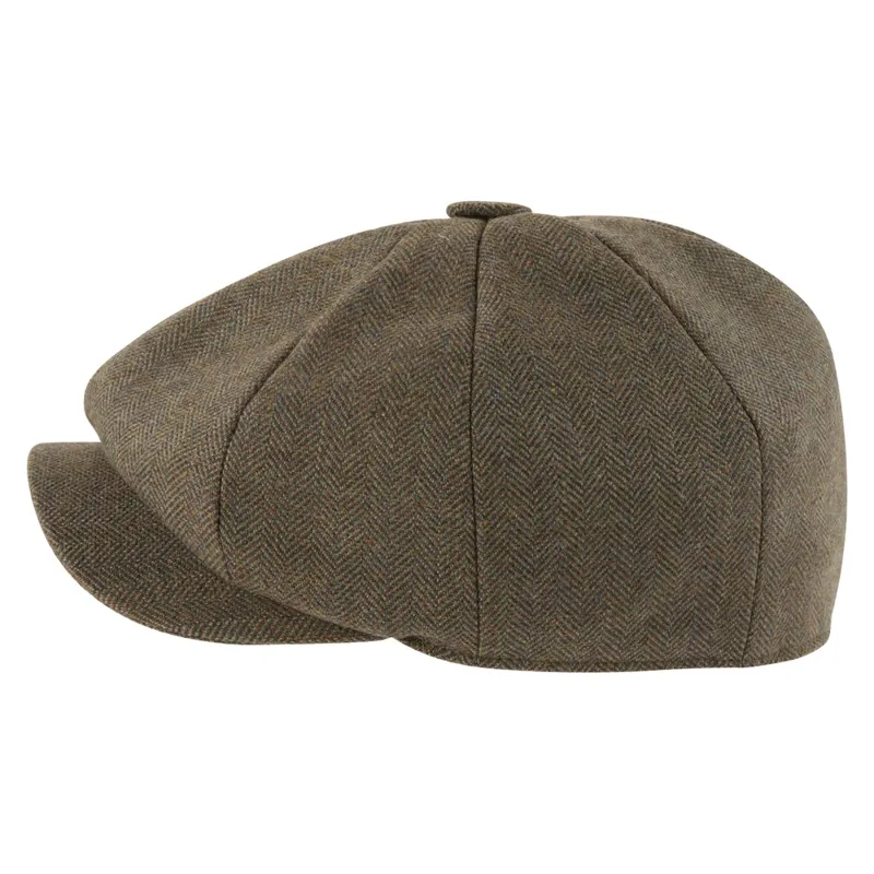 Schoffel Newsboy Cap - Loden Green Herringbone Tweed