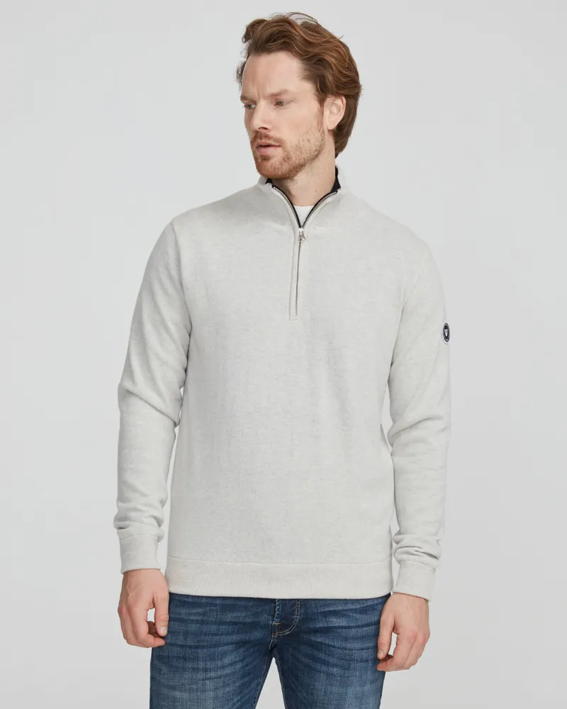 Holebrook Stellan T-Neck WP Sweater - Light Grey Melange-1