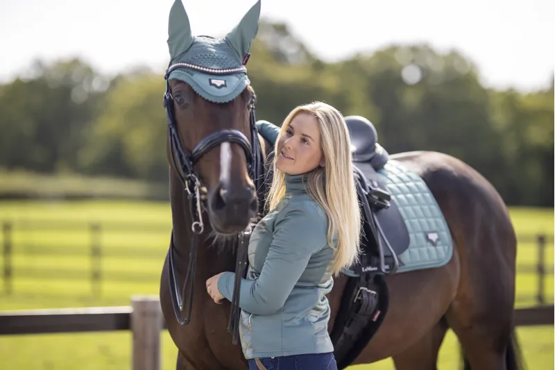 LeMieux Loire Satin Fly Hood - Sage-9