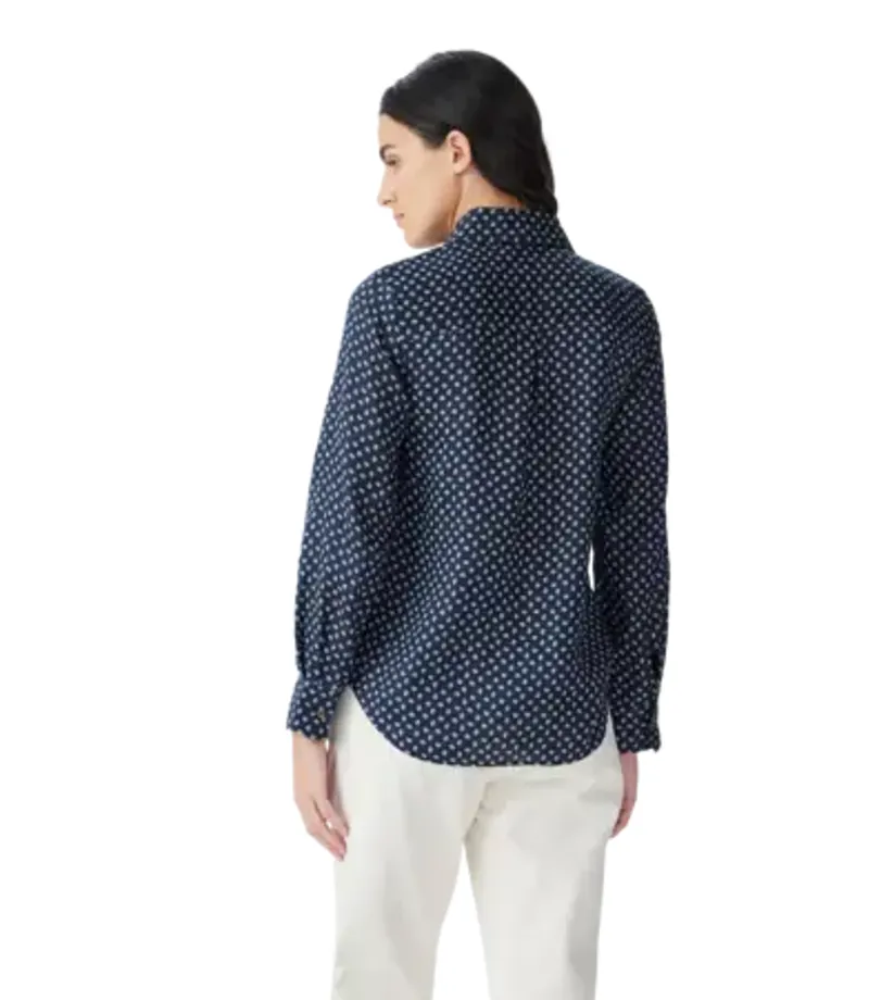 RMW Olney Print Linen Shirt - Navy-1